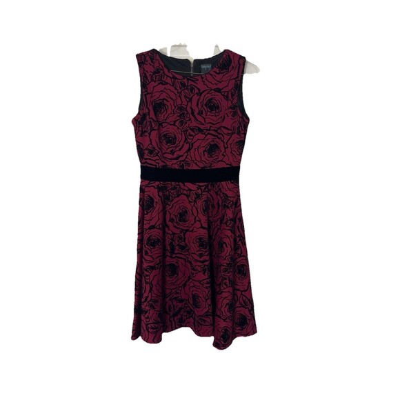 Gabby Skye Dress Size 4 Dark Pink With Velvet Floral Pattern Whimsy Goth - Picture 3 of 9